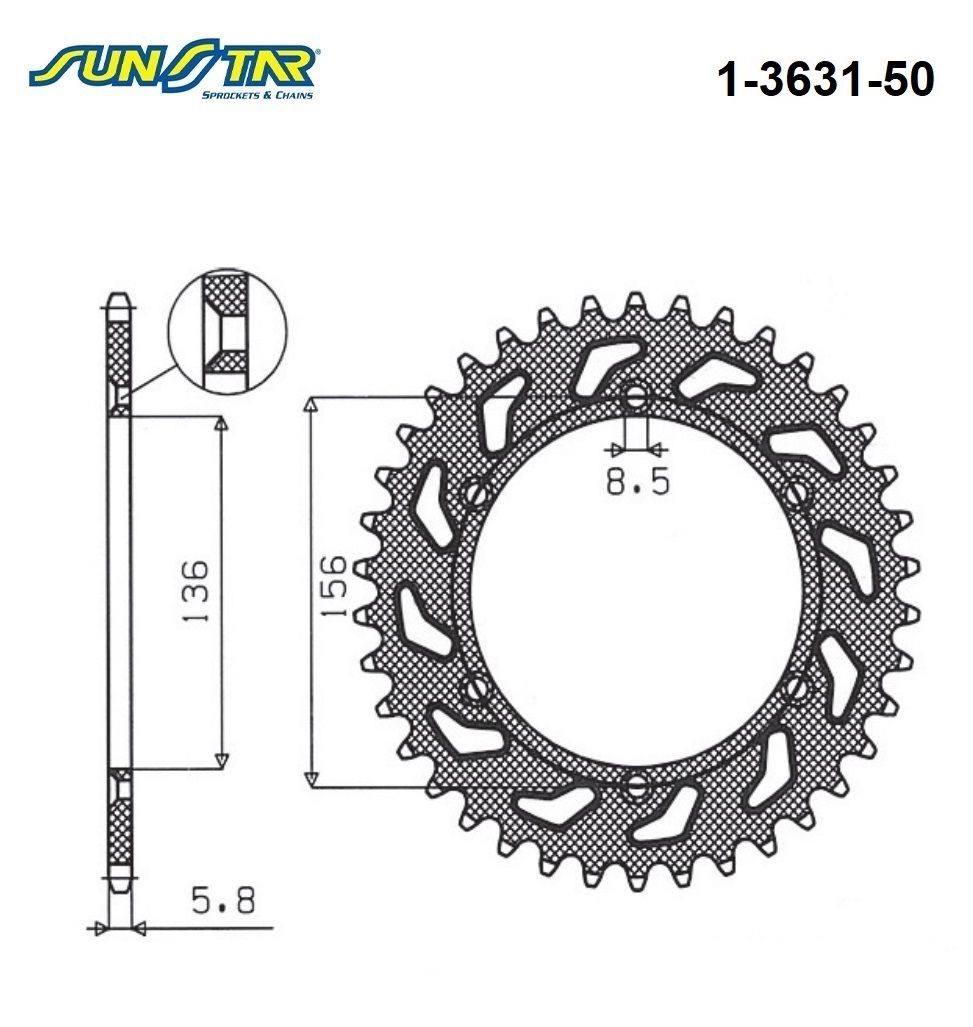 HUSQVARNA 250cc TC 2005 Model SUNSTAR ARKA DİŞLİ 1-3631-50