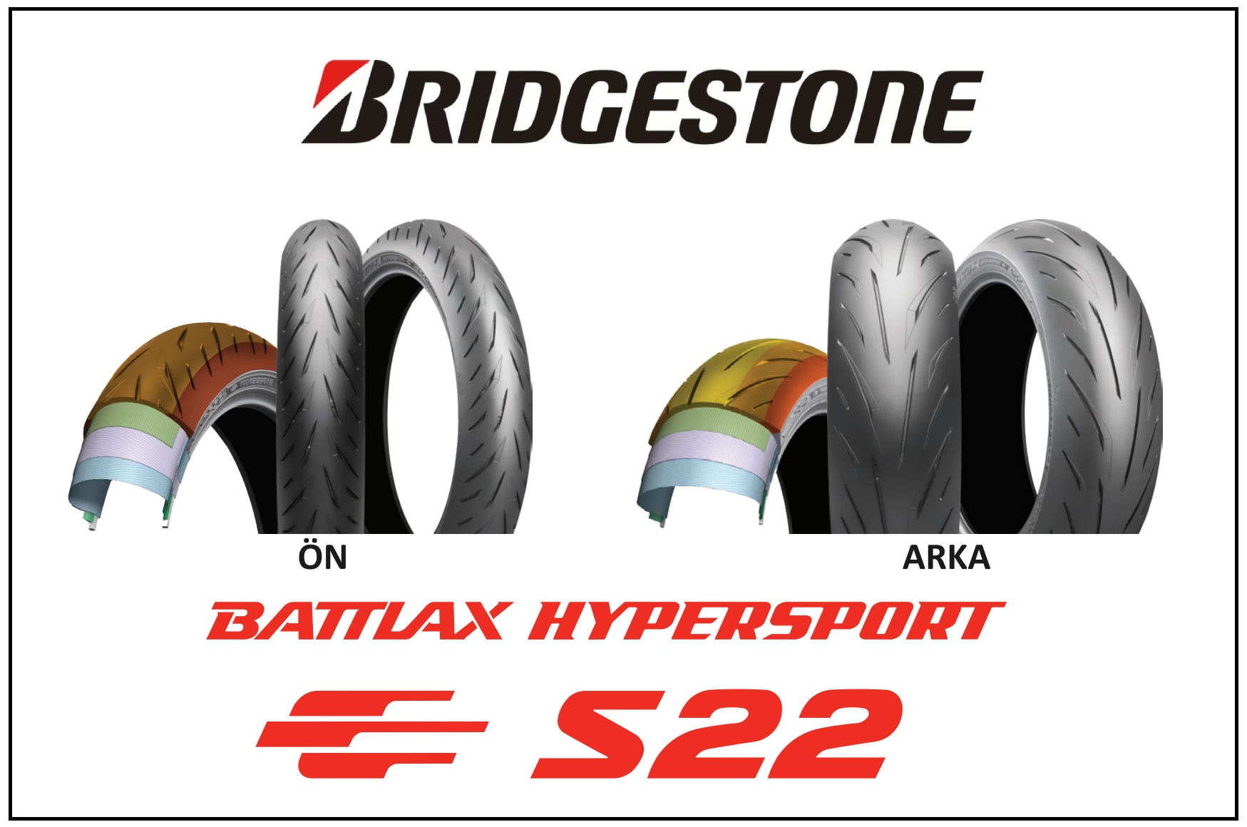 HONDA 650cc CBR 650R 2022 Model BATTLAX S22 / ÖN: 120/70ZR-17 / ARKA: 180/55ZR-17