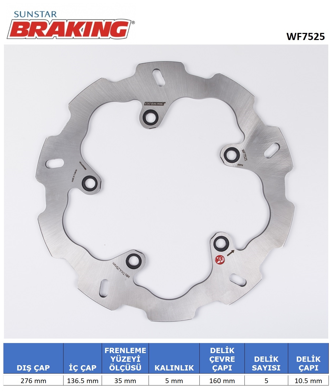 DALGALI ARKA FREN DİSKİ BRAKING WF7525