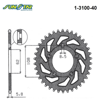 ARKA DİŞLİ SUNSTAR 1-3100-40