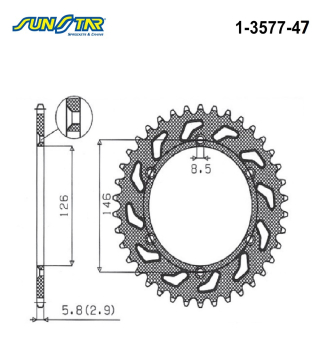 SUZUKI 250cc RMZ 2019 Model SUNSTAR ARKA DİŞLİ 1-3577-47...