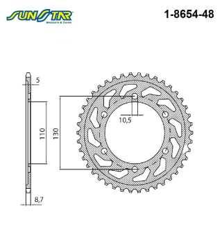 YAMAHA 600cc YZF R6 2003 Model SUNSTAR ARKA DİŞLİ 1-8654-48