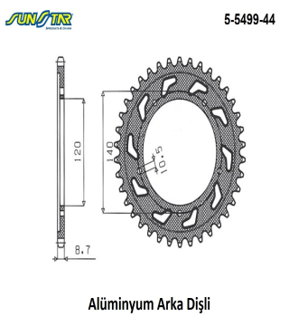 ARKA DİŞLİ ALÜMİNYUM SUNSTAR 5-5499-44