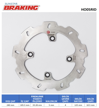 DALGALI ARKA FREN DİSKİ BRAKING HO05RID