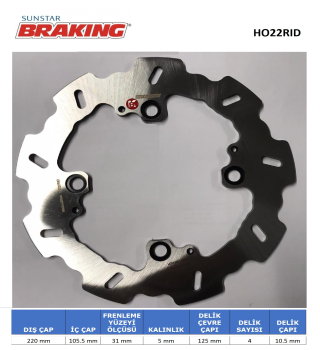 DALGALI ARKA FREN DİSKİ BRAKING HO22RID