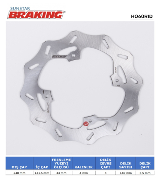 DALGALI ARKA FREN DİSKİ BRAKING HO60RID