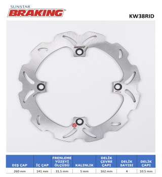 DALGALI ARKA FREN DİSKİ BRAKING KW38RID