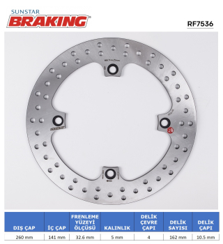 SUZUKI DL 650-1000-1050 / KAWASAKI KLV 1000 YUVARLAK ARKA FREN DİSKİ