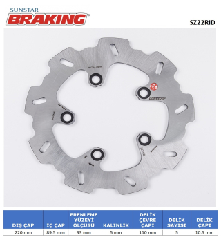 DALGALI ARKA FREN DİSKİ BRAKING SZ22RID