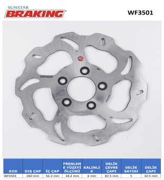 DALGALI ARKA FREN DİSKİ BRAKING WF3501