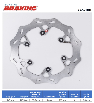 DALGALI ARKA FREN DİSKİ BRAKING YA52RID